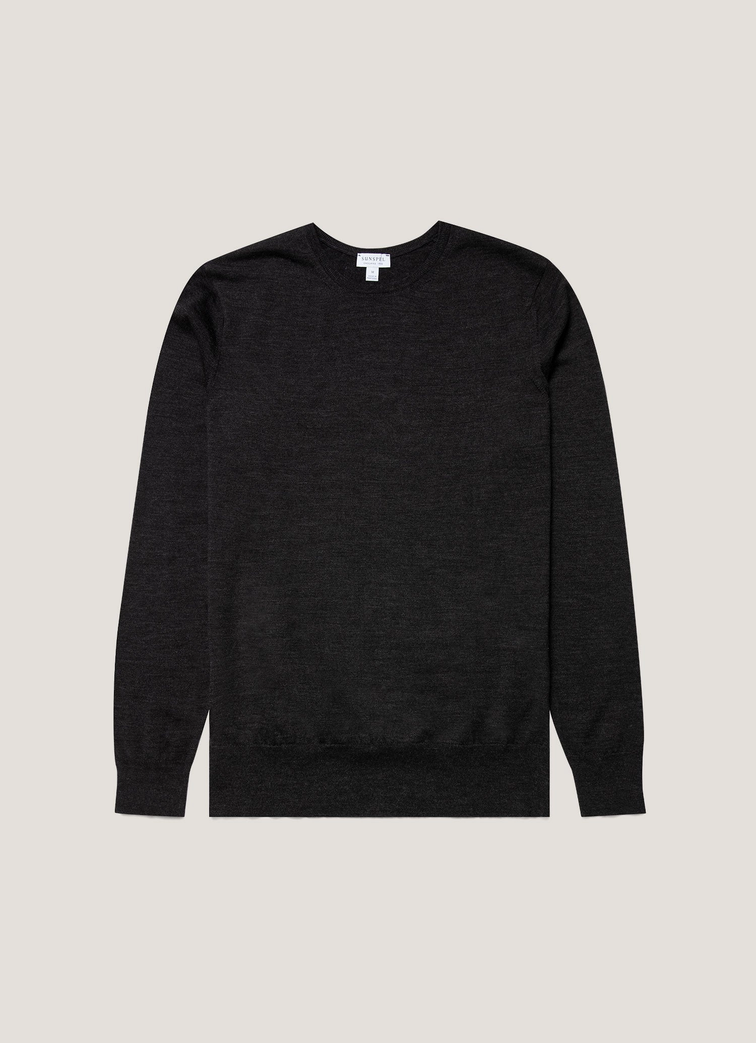 Men's Extra-Fine Merino Crew Neck in Charcoal Melange Simple winter knit All-season knitwear