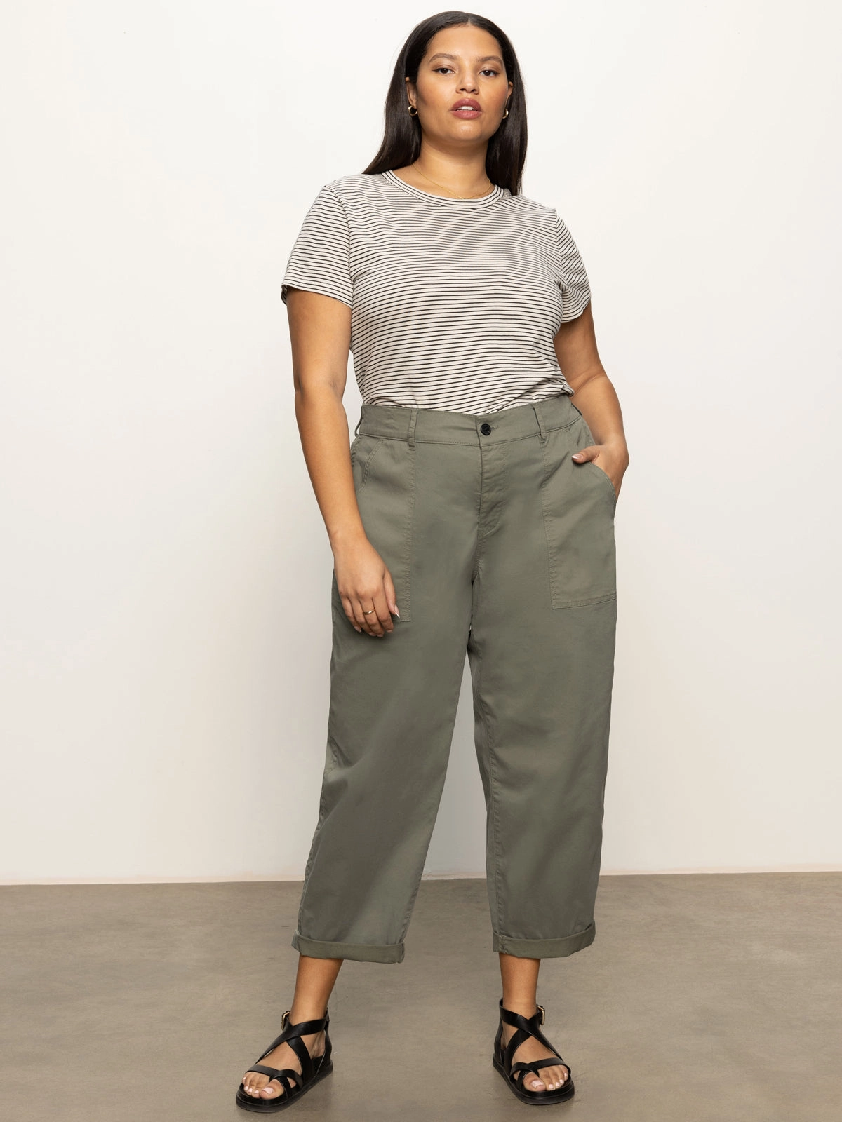 High Waist Cruiser Chino Semi High Rise Pant Dark Spruce Extended Sizing