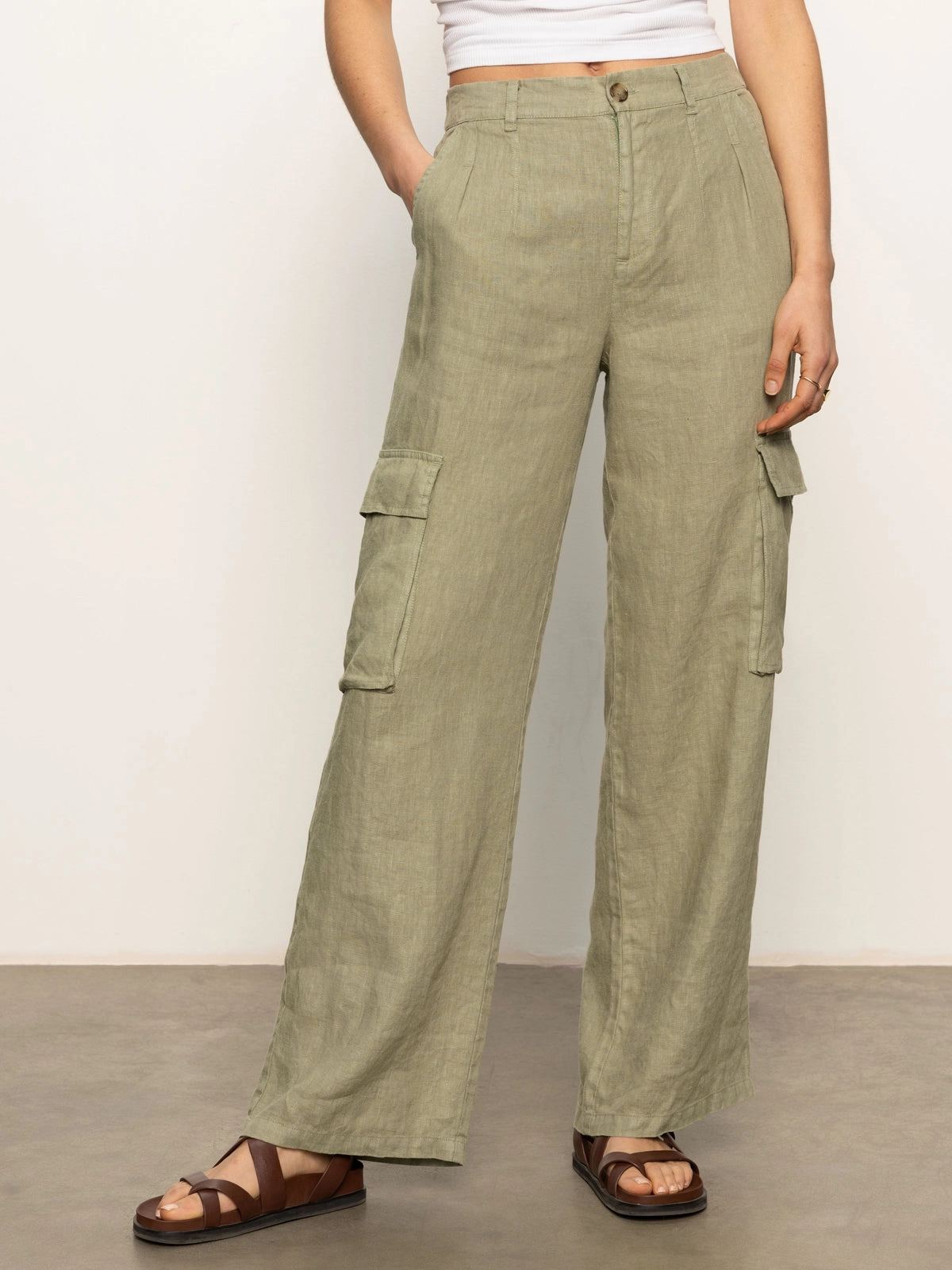 Hopper Semi High Rise Cargo Pant Sage Chic Comfort