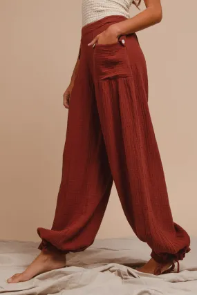 Stay Dry IB1150R-05 | WASHED COTTON BALLOON PANTS WITH BACK ELASTIC BAND