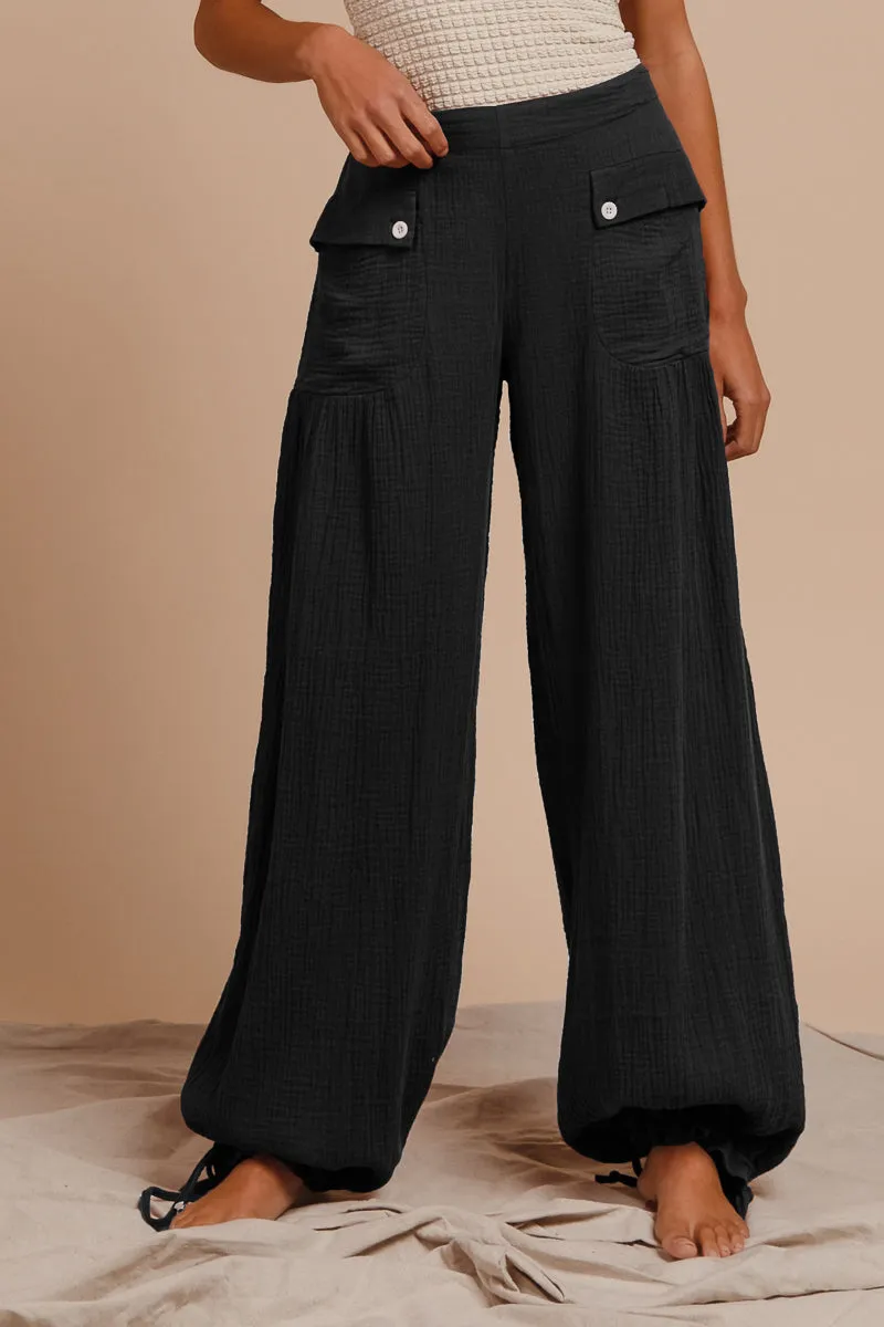 Durable Design Smart Style IB1150R-05 | WASHED COTTON BALLOON PANTS WITH BACK ELASTIC BAND