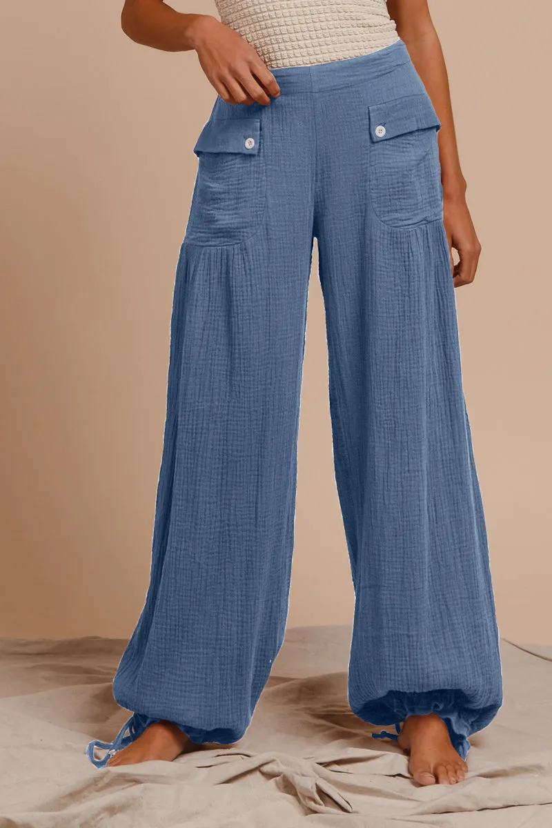 Flowy legs IB1150R-05 | WASHED COTTON BALLOON PANTS WITH BACK ELASTIC BAND