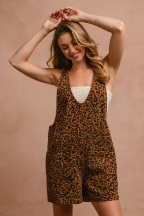 IB1356R-04 | WASHED LEOPARD DENIM ROMPER Comfort-First Adaptable Fit