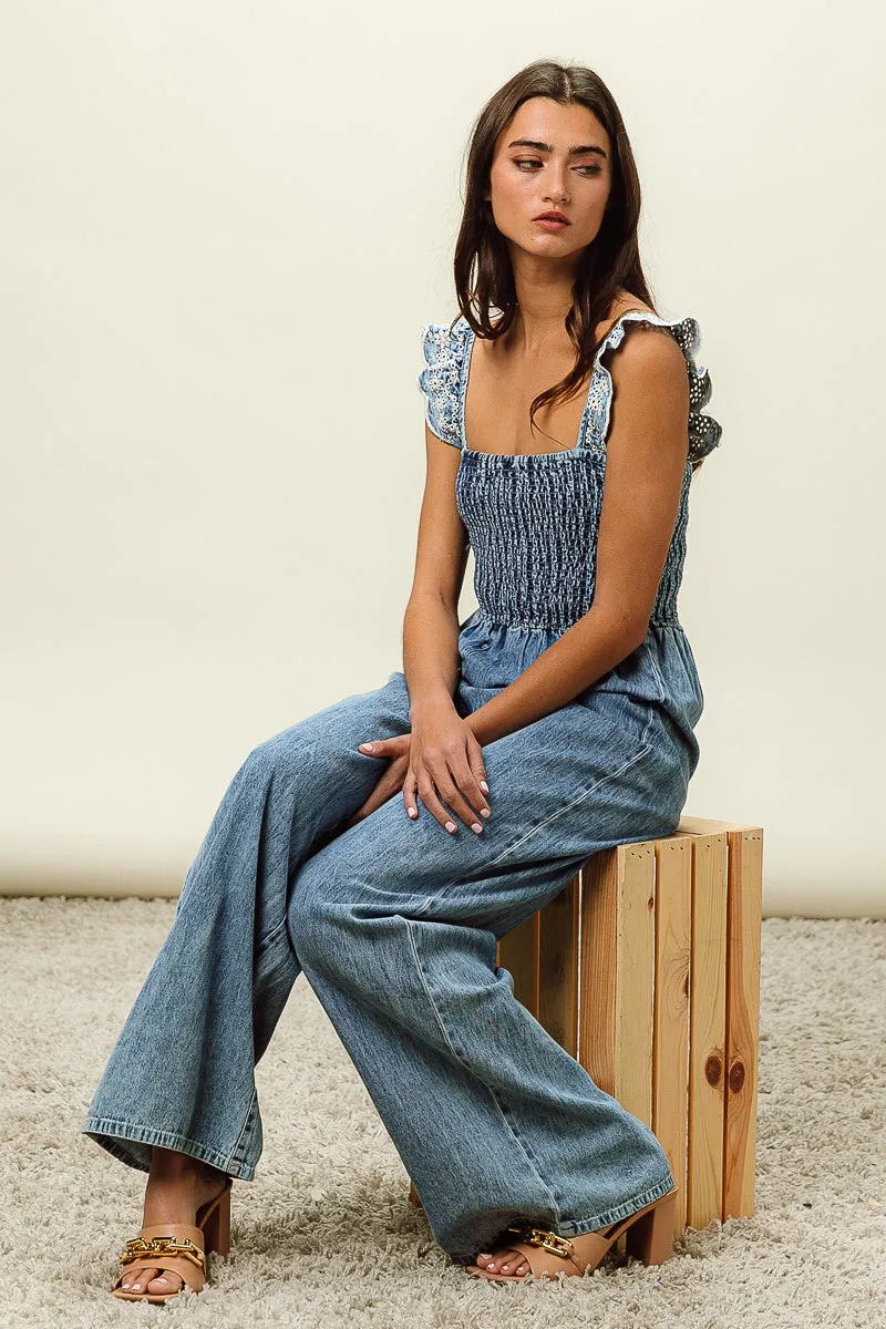 Dynamic Fit Wrinkle-Resistant IB1377-01 | SMOKING WASHED DENIM OVERALLS