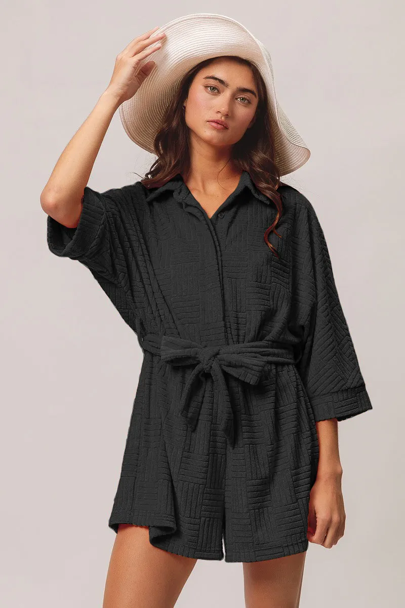 IB1388-01 | TOWEL TEXTURED BEACH ROMPER Move Easy