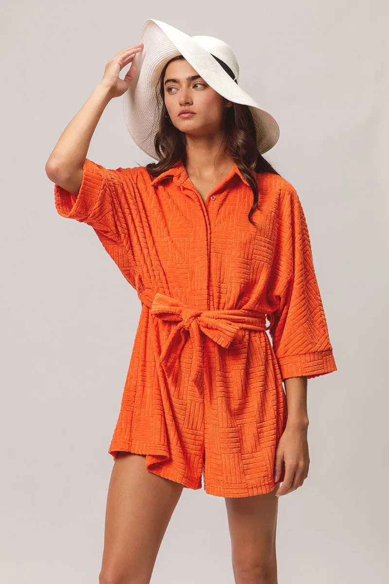 IB1388-01 | TOWEL TEXTURED BEACH ROMPER Effortless Fit