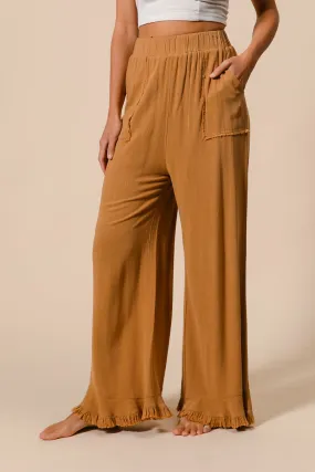 Soft Structure Stretch Ready IB1505R-01 | WASHED FRAYED PANTS WITH SIDE POCKET