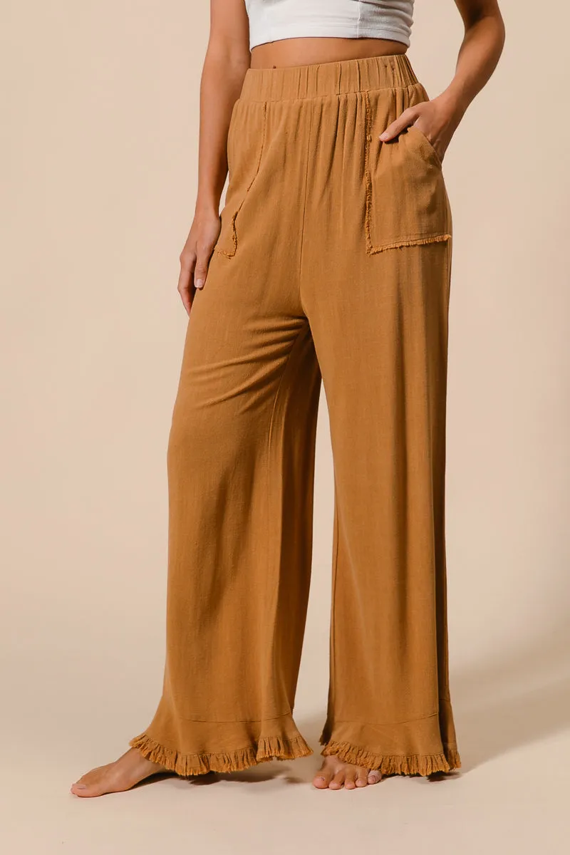 IB1505R-01 | WASHED FRAYED PANTS WITH SIDE POCKET Dynamic Motion