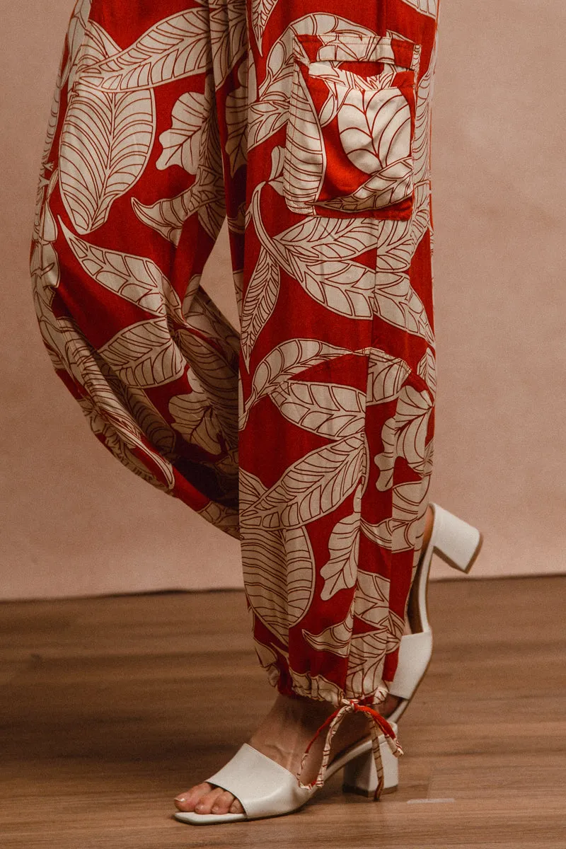 IB1583R-02 | WOVEN PRINTED BALLOON PANTS WITH DRAWSTRING Modern Cut