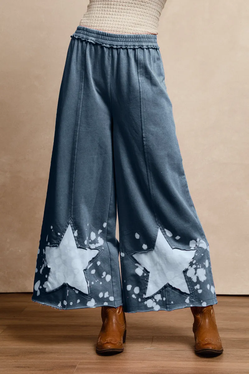 Tapered ankle IB1595R-01 | WASHED FRENCH TERRY STAR CUT EDGE LONG PNATS WITH POCKET