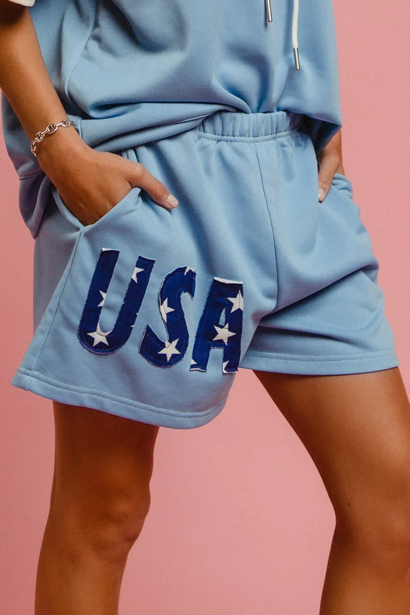 Modern Edge Stretchy Material IB1621-03 | USA STAR PRINT MIX AND MATCH SHORTS