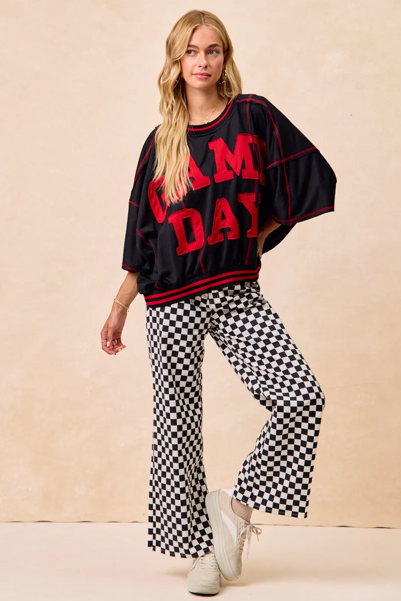 IB1708S-05 | GAMEDAY THEME PLAID PRINTED PANTS Adaptable Fit