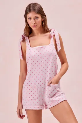 Sleek Look IB1722S-01 | TEXTURED HEART KNIT SHOULDER TIED ROMPER