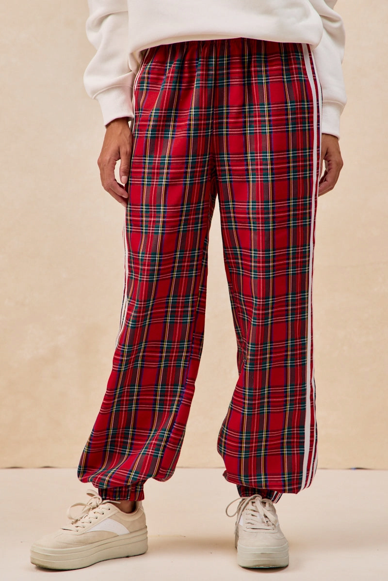 Urban Look IB1741G-04 | SIDE LINES CHRISTMAS PLAID TRACK PANTS
