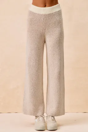 Spring Layer IB1813S-02 | TWO TONE RIB TEXTURED KNIT PANTS