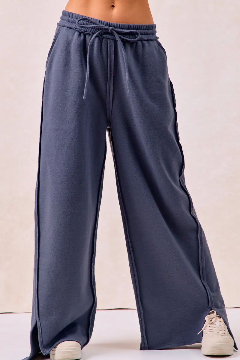 Workwear IB1840K-01 | SOLID FRENCH TERRY PANTS WITH CUT EDGE DETAILS