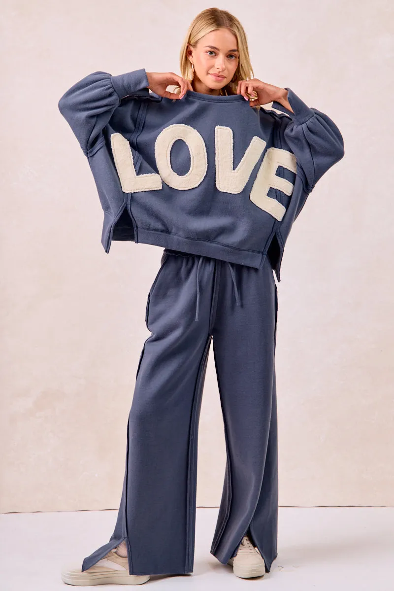 Air Flow Slim Design IB1840K-01 | SOLID FRENCH TERRY PANTS WITH CUT EDGE DETAILS