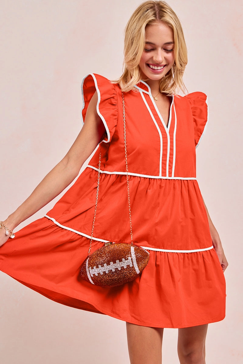 color block ID1910S-03 | GAMEDAY THEME CONTRAST BINDING RUFFLED DRESS