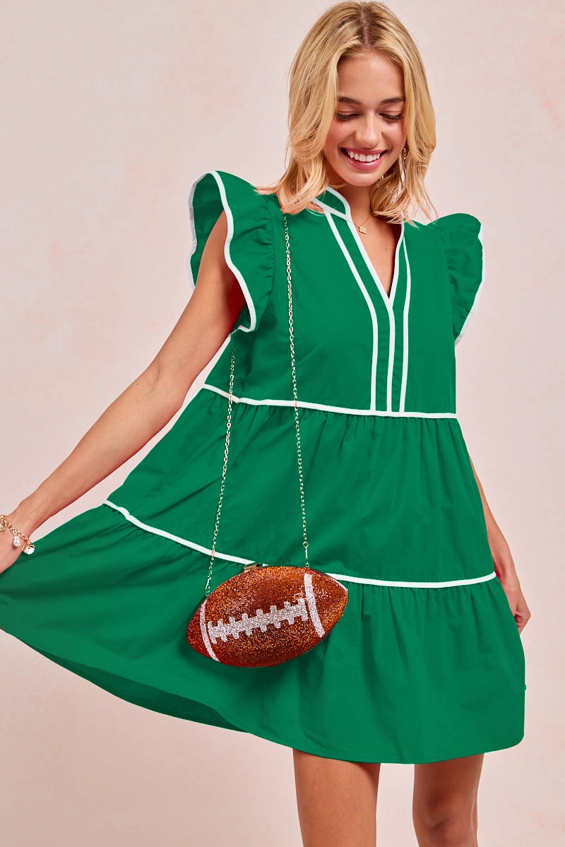 Modern City Outfit ID1910S-03 | GAMEDAY THEME CONTRAST BINDING RUFFLED DRESS