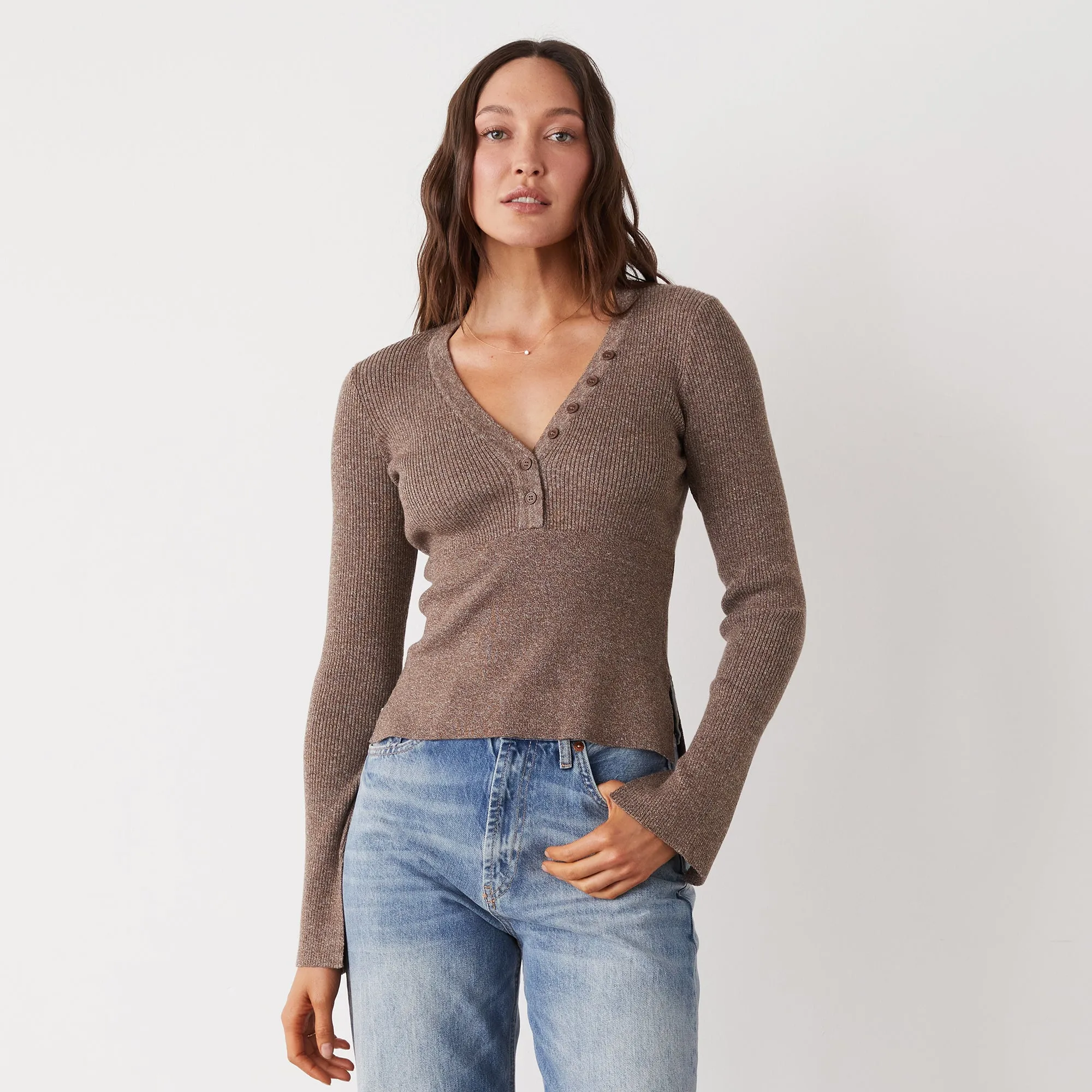 Innovative Style Rib Henley Sweater
