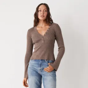 Rib Henley Sweater Elegant Parent Refined Travel