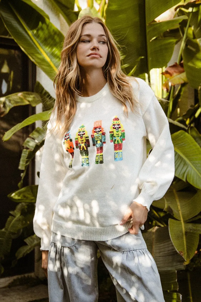 IP5685-35 | NUTCRACKERS EMBROIDERY CHRISTMAS SWEATER PULLOVER Street Explorer Fit