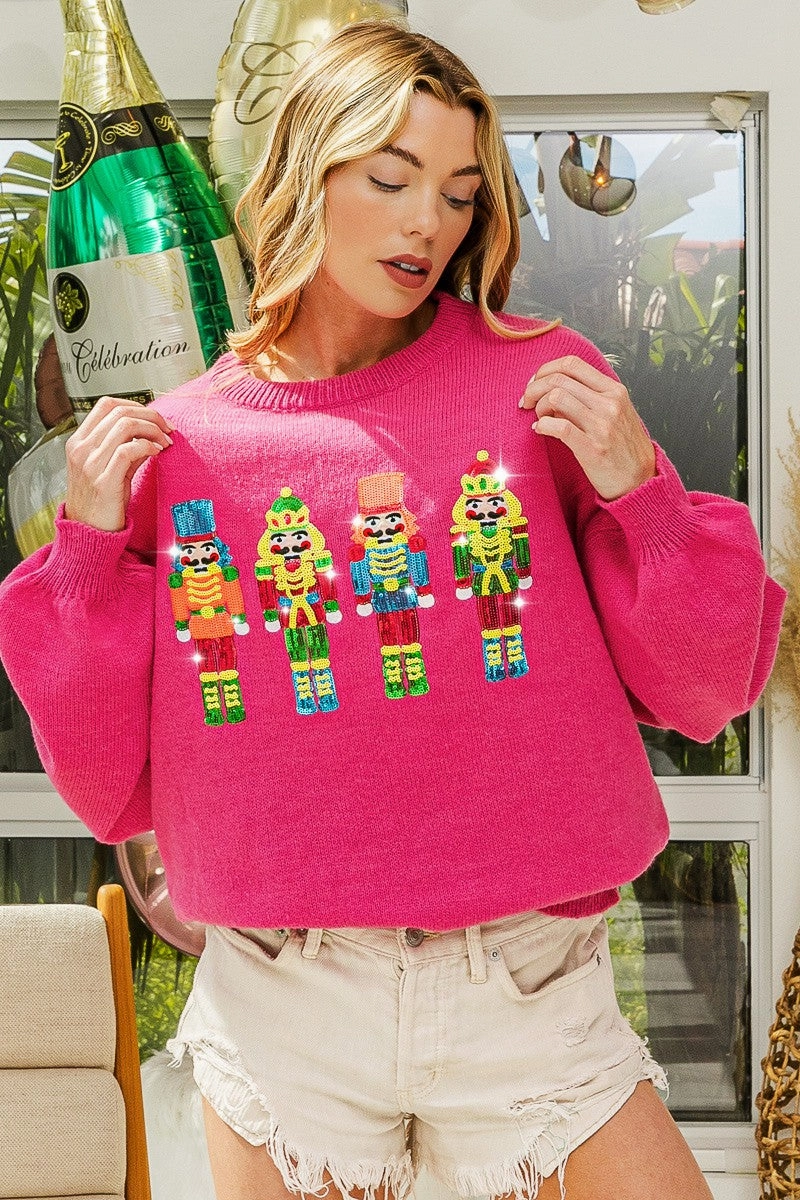 IP5685-35 | NUTCRACKERS EMBROIDERY CHRISTMAS SWEATER PULLOVER Layer Comfort Slim Design