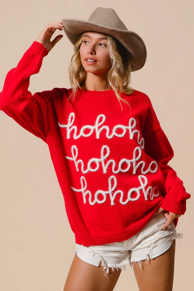 Durable Design IP5685G-64 | SLIGHTLY TILTED TINSEL LETTERING CHRISTMAS SWEATER
