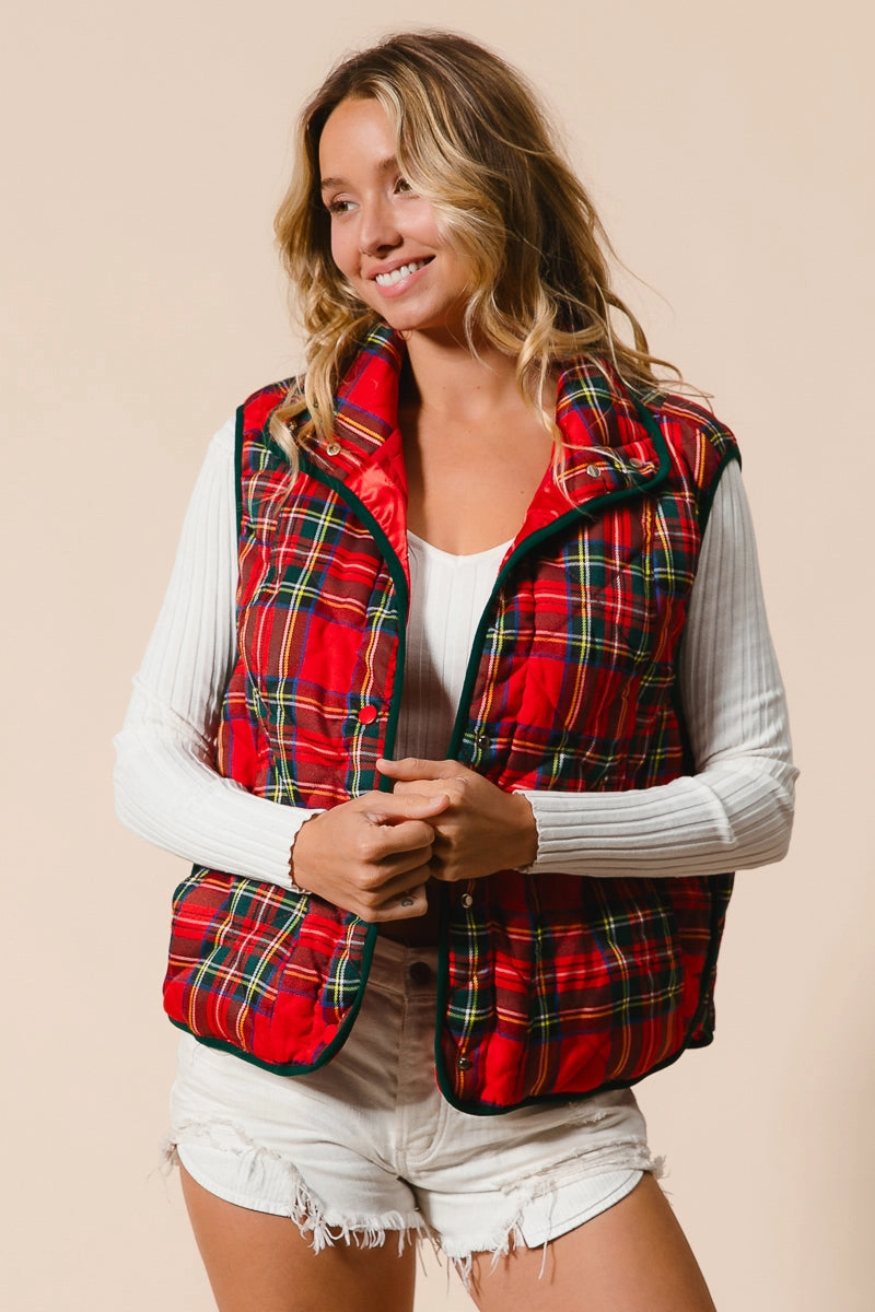 Modern Functional Design IP6755G-07P | VINTAGE CHRISTMAS PLAID QUILTING VEST
