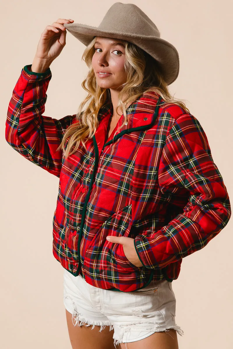IP8318G-04 | VINTAGE CHRISTMAS PLAID QUILTING JACKET Classic Fit