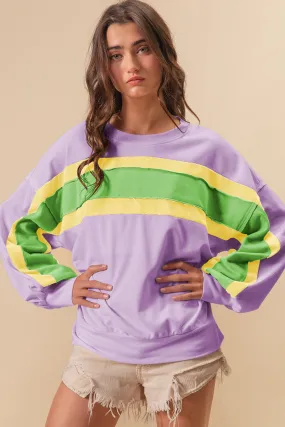 IT1485-02 | FRENCH TERRY MARDI GRAS COLOR BLOCK PULLOVER Travel Functional Wear