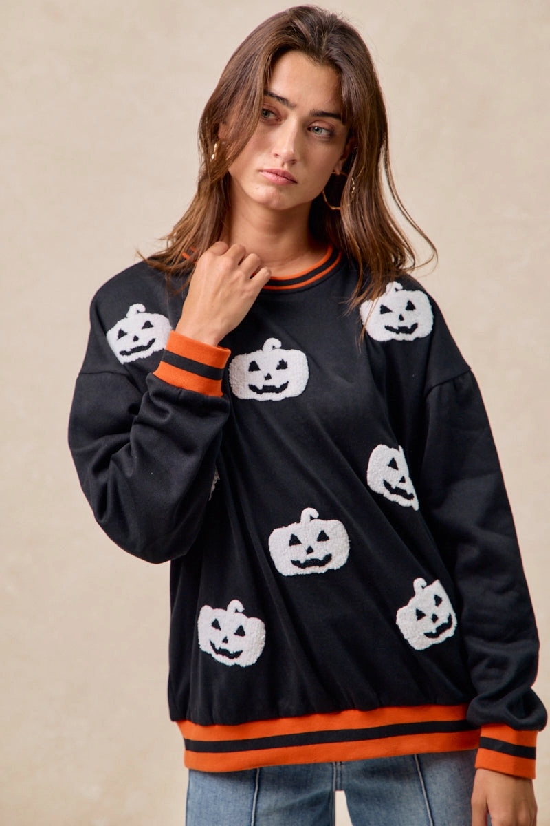 Polished Look IT1508H-69 | HALLOWEEN THEME PUMPKIN PATCHED SWEATSHIRT