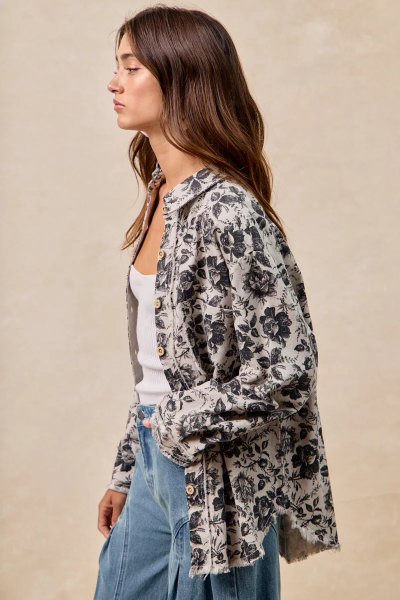 Canvas Make IT1835S-08 | WASHED ROSE TWILL SHIRTS TOP WITH FRAYED EDGE