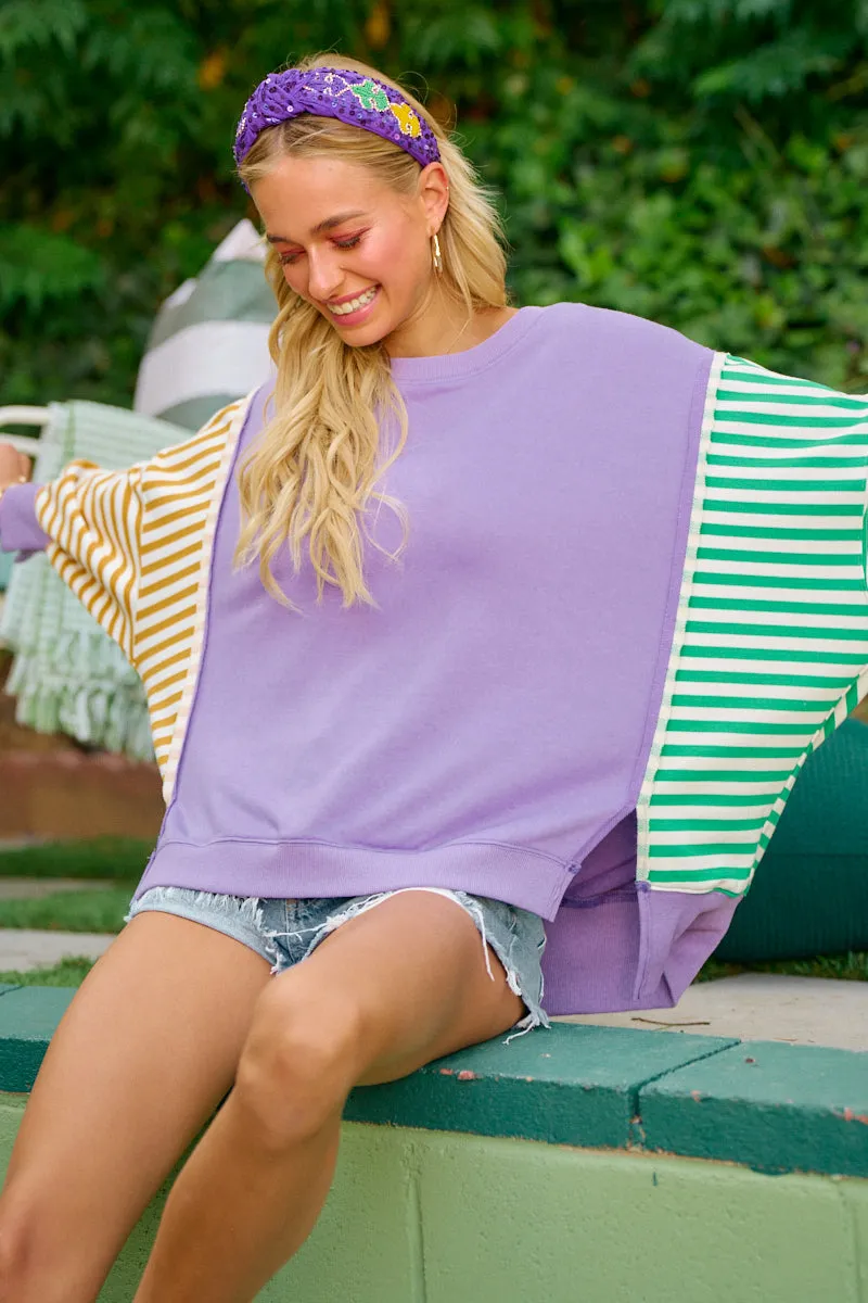 IT1841S-11 | MARDIGRAS TERRY AND STRIPE COMBO TOP Air Comfort