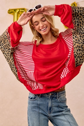 IT1842S-21 | GAMEDAY THEME STRIPE MIX AND MATCH TOP Crisp Layer