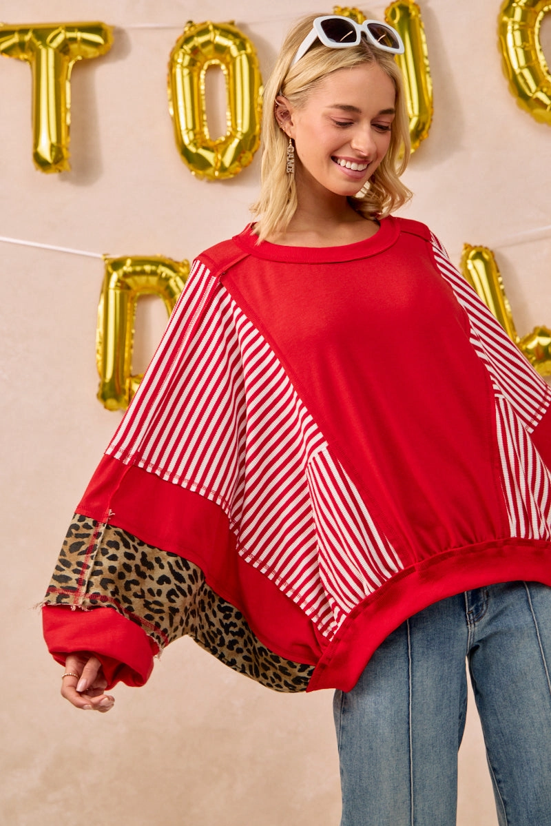 IT1842S-21 | GAMEDAY THEME STRIPE MIX AND MATCH TOP Stain Proof Travel Ready