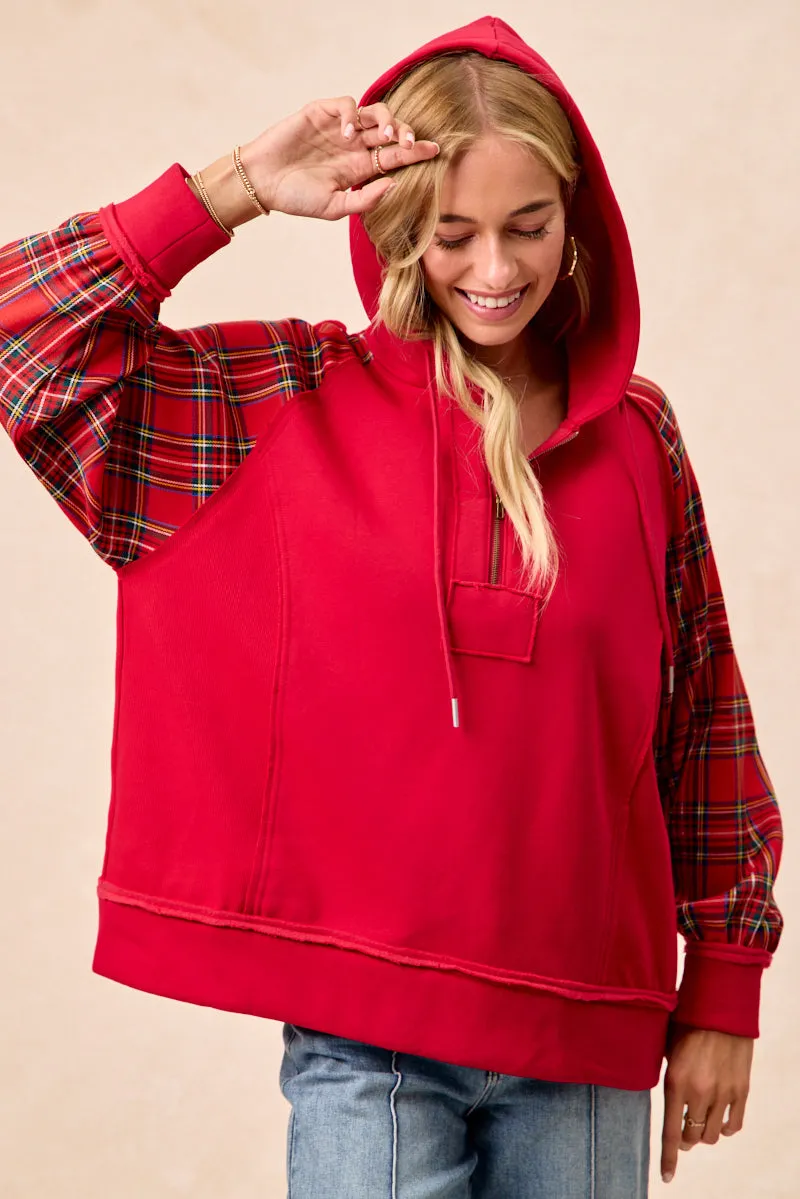 Classic Fit IT1976S-04 | CHRISTMAS THEME HALF ZIP UP HOODIE TOP