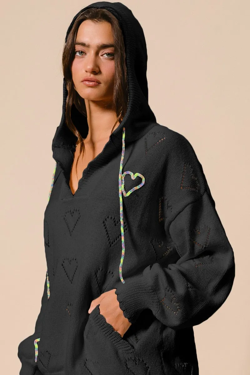 Cold Outfit Rainy Day IT2339R-01 | HEART HOODIE SWEATER