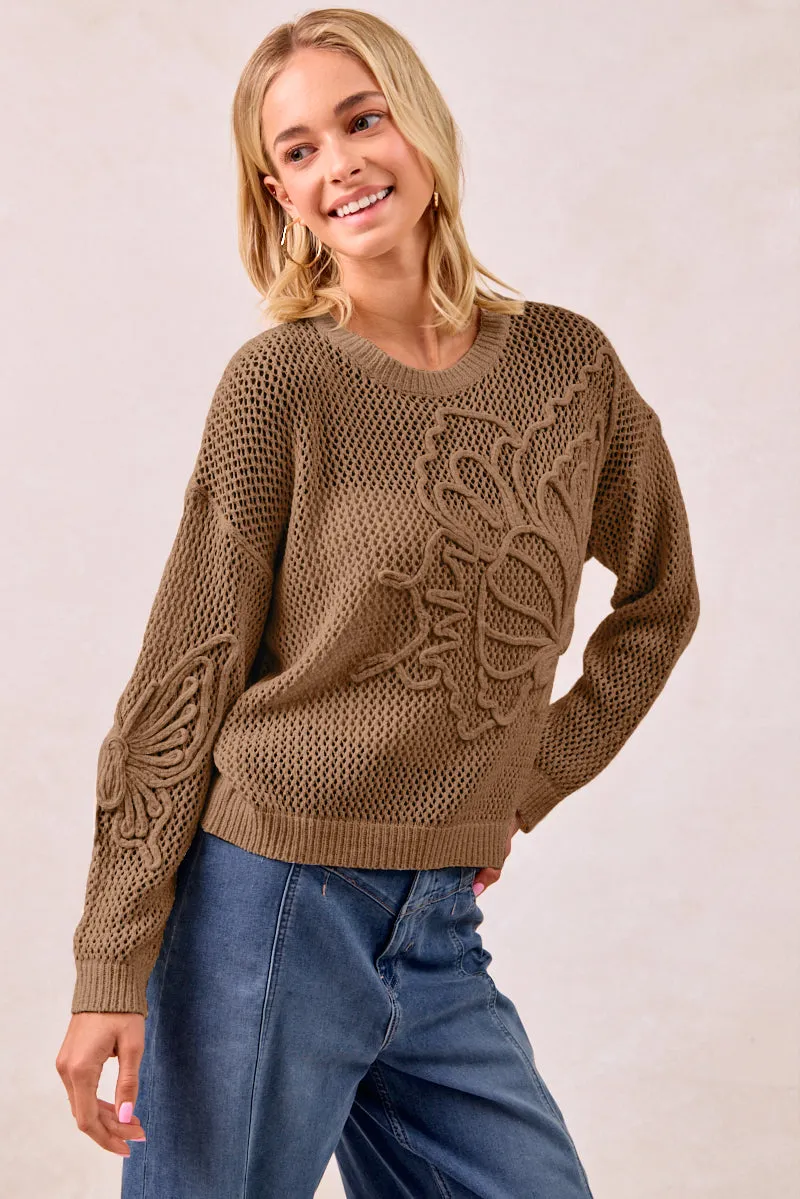 Cozy Fit IT3750-01 | FLOWER THREAD EMBROIDERED POINTELEE TOP