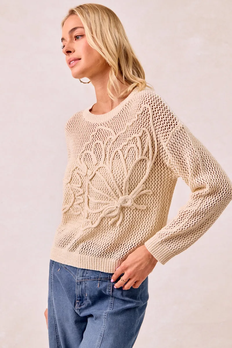 IT3750-01 | FLOWER THREAD EMBROIDERED POINTELEE TOP Clean Street Look Multi Use Piece