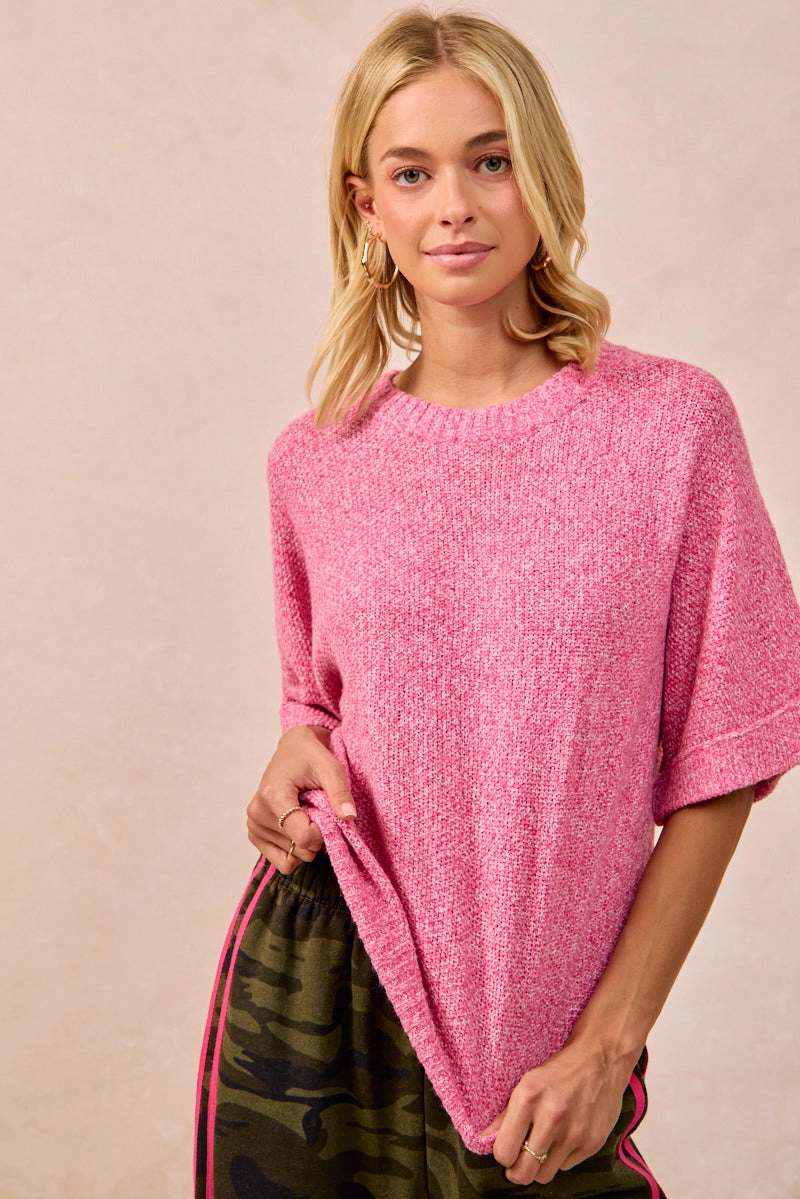 Adjustable Fit Design IT4122-01 | TEXTURED KNIT HALF SLEEVES TOP