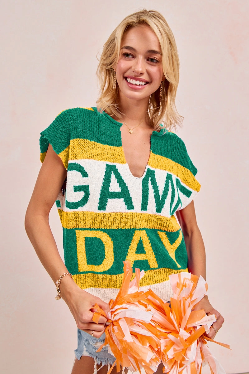 IT4126S-03 | GAMEDAY THEME SLEEVELESS KNIT TOP Midweight Layer