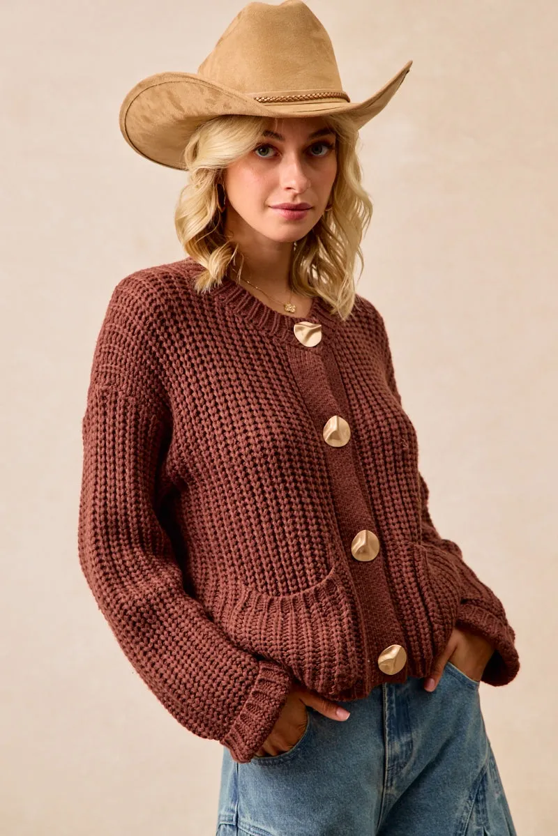 Statement Piece IT4313R-01 | SOLID SWEATER CARDIGAN WITH FRONT POCKET