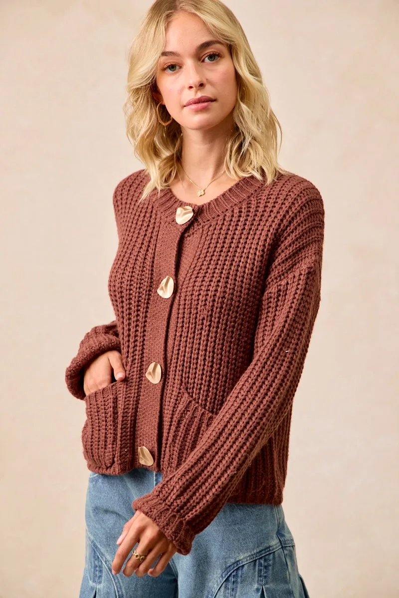 Travel Friendly Durable Fabric IT4313R-01 | SOLID SWEATER CARDIGAN WITH FRONT POCKET