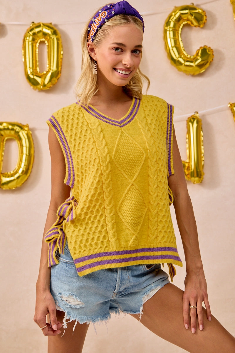 Day Hike Style IT4385H-01 | GAMEDAY THEME TEXTURED KNIT SWEATER TOP