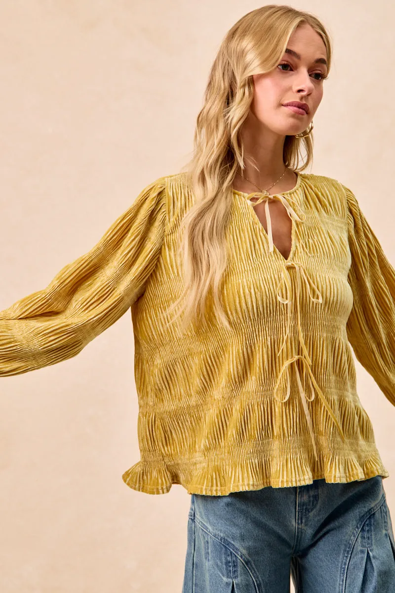 IT4450H-06 | CHRISTMAS THEME VELVET BOW TIED TOP WITH NECK DROP Top Guard Clean Fit Design