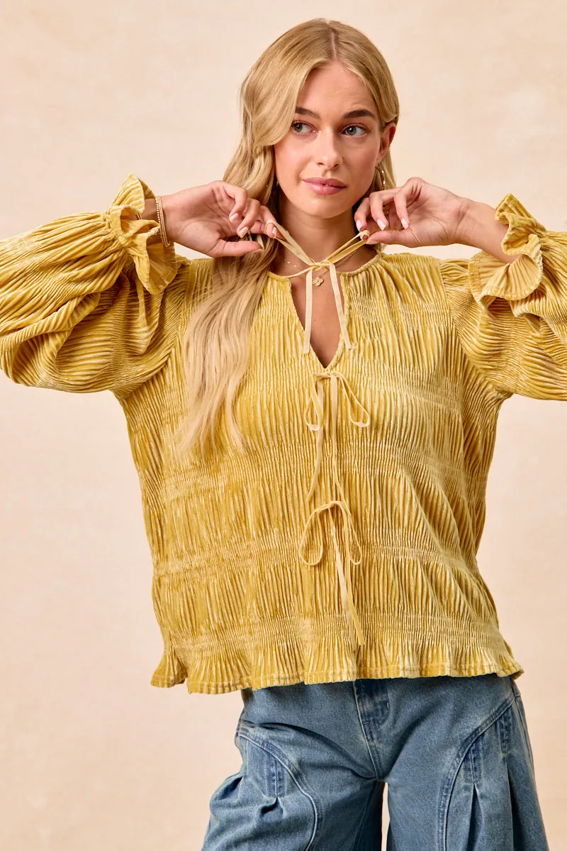 Classic Zip Up Polished Casual IT4450H-06 | CHRISTMAS THEME VELVET BOW TIED TOP WITH NECK DROP