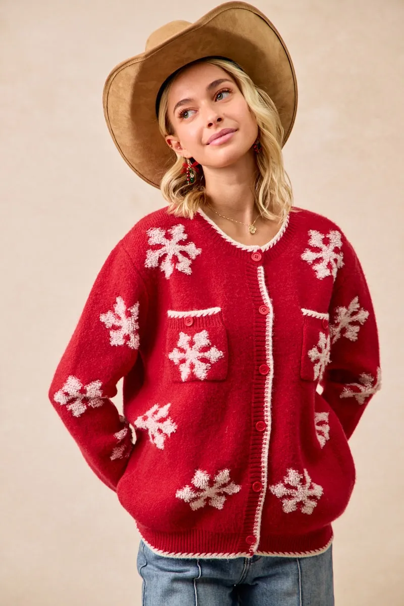 IT4455K-01 | SNOWFLAKE PATTERN CHRISTMAS SWEATER CARDIGAN Urban appeal City Vibe