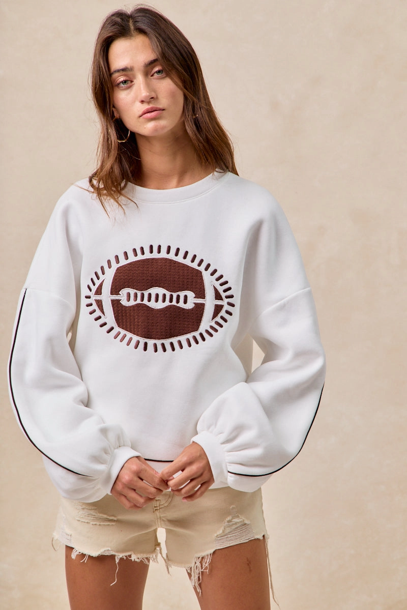 IT4475K-02 | GAMEDAY THEME FOOTBALL EMBROIDERED SWEATSHIRT Air Circulation Quick-Dry Material