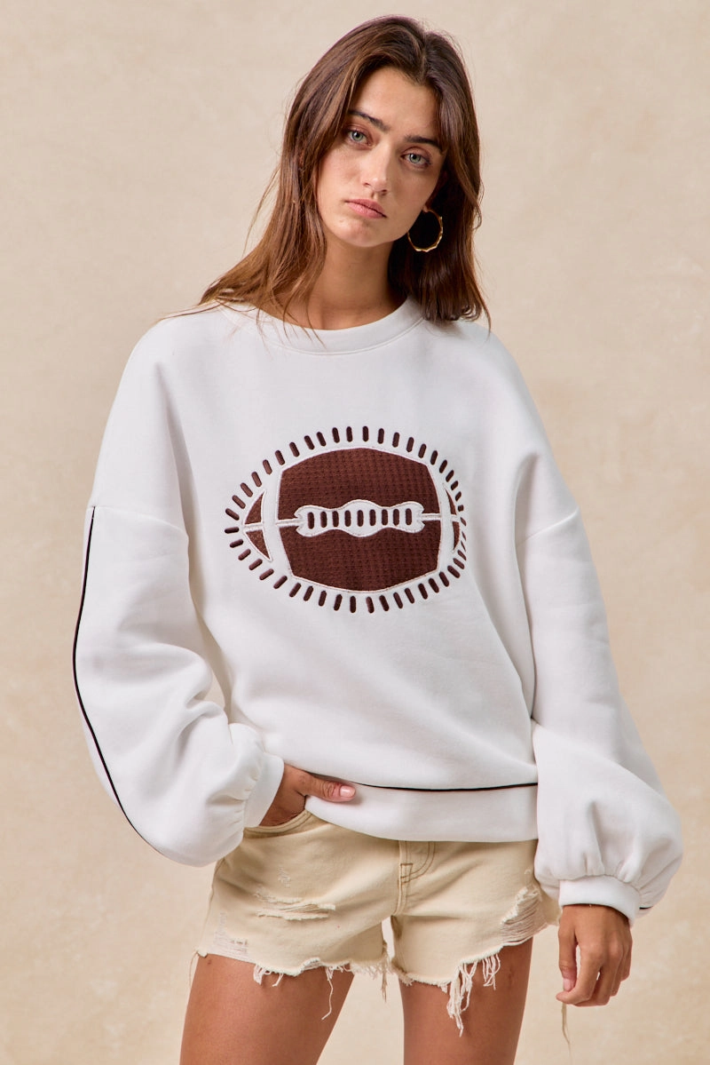 IT4475K-02 | GAMEDAY THEME FOOTBALL EMBROIDERED SWEATSHIRT Weather Flex